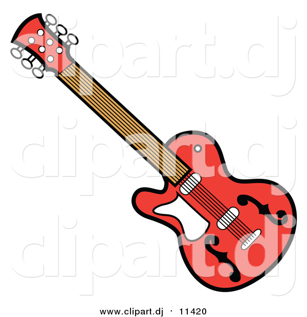 Vector Clipart of a Red Guitar Instrument