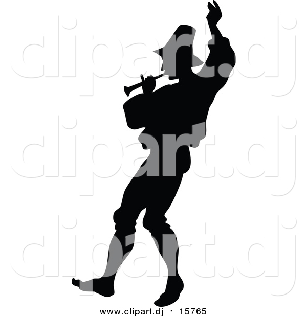 Vector Clipart of a Silhouetted Piper Man