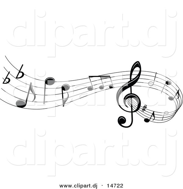 Vector Clipart of a Stave and Music Notes