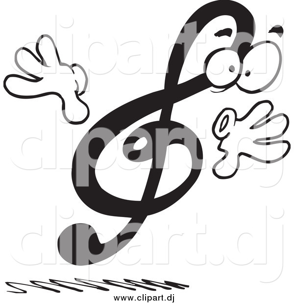 Vector Clipart of a Surprised Treble Clef