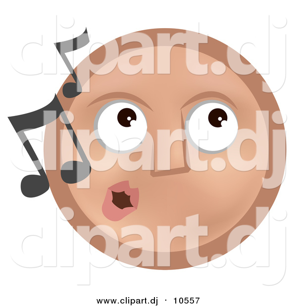 Vector Clipart of a Tan Smiley Face Whistling Tunes