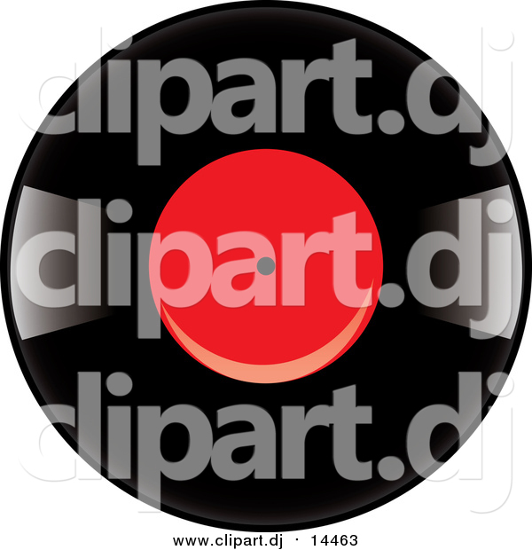Vector Clipart of a Vinyl Record Album with a Red Label