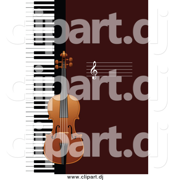 Vector Clipart of a Violin and Keyboard Background