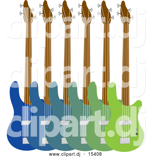 Vector Clipart of Blue and Green Base Guitars