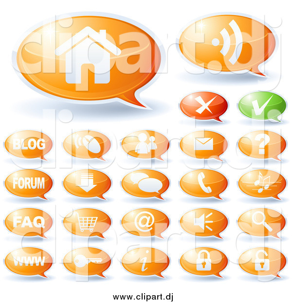 Vector Clipart of Green and Orange Speech Bubble Website Icons