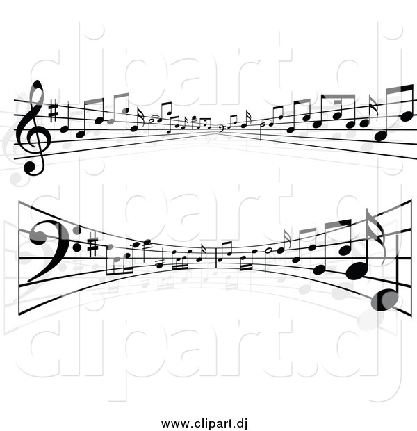 Vector Clipart of Lines of Sheet Music Flowing into the Distance and Curving