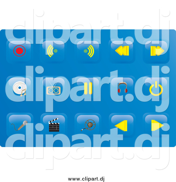 Vector Clipart of Media Button Icons on Blue