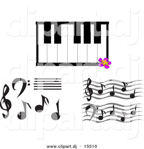Vector Clipart of Music Notes and Keyboard