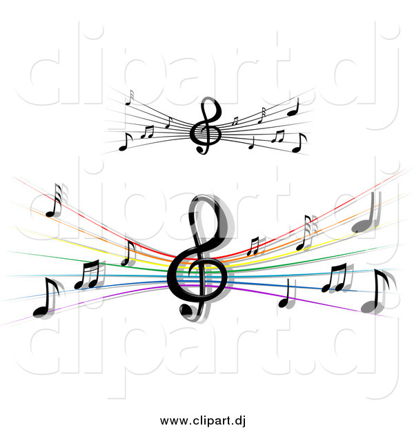 Vector Clipart of Staffs and Music Notes