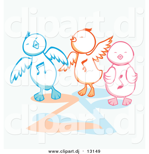 Vector Clipart of Three Singing Chicks