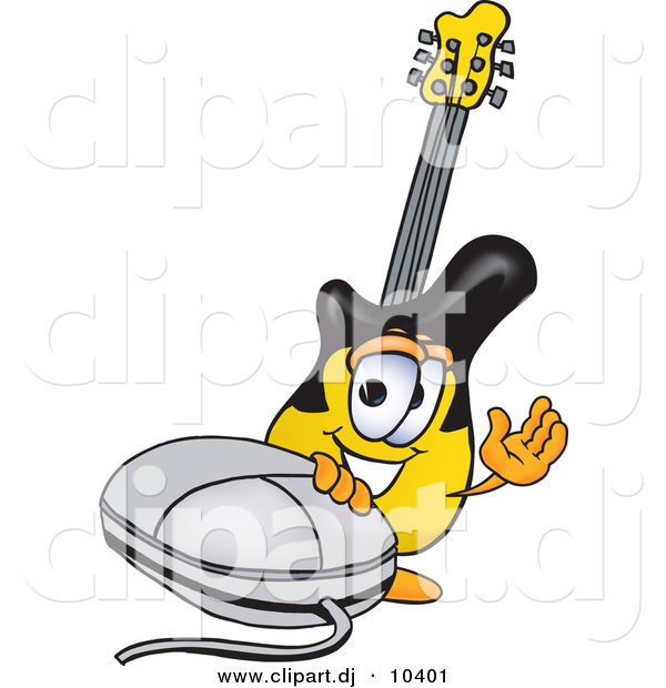 Vector of a Cartoon Guitar with a Computer Mouse