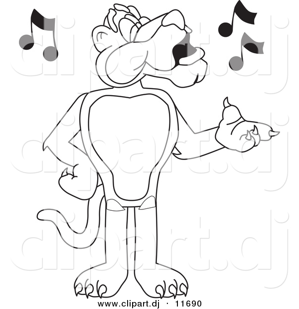 Vector of a Cartoon Panther Singing - Coloring Page Outline
