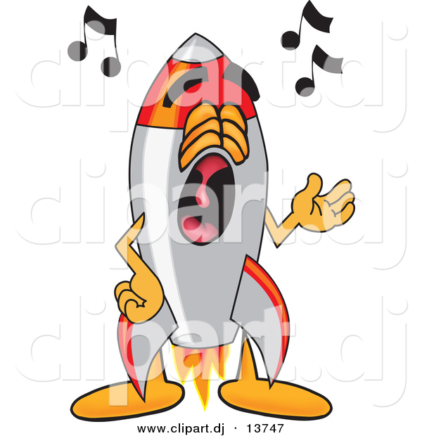 Vector of a Cartoon Rocket Singing
