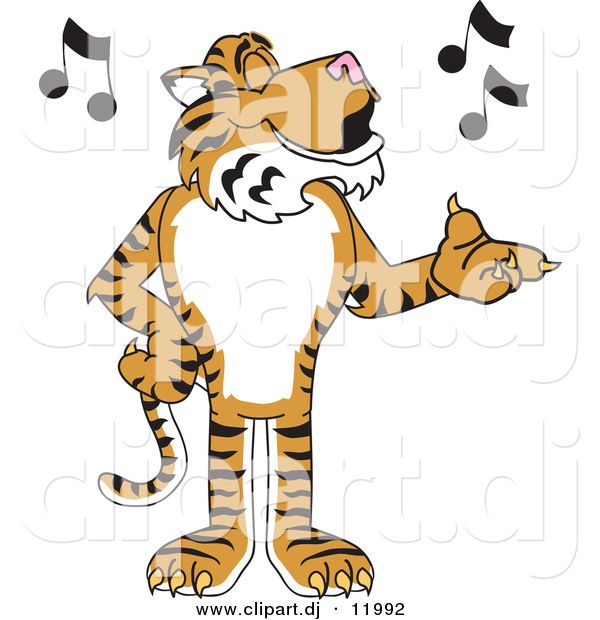 Vector of a Cartoon Tiger School Singing