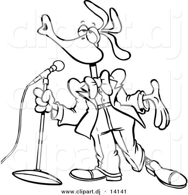 Vector of Cartoon Singing Bird - Coloring Page Outline