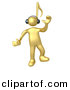 3d Cartoon Clipart of a Happy Gold Man with a Music Note Head, Dancing While Listening to Tunes Through Headphones by 3poD