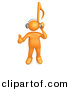 3d Cartoon Clipart of a Orange Guy with Music Note Head by 3poD
