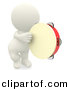 3d Clipart of a 3d White Man Playing Tambourine by