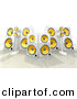 3d Clipart of a 6 White and Yellow Speakers by