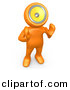 3d Clipart of a Cartoon Orange Man with Loud Speaker Head Hollering out by