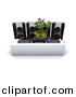 3d Clipart of a Cartoon Turtle Dj Mixing Music at a Christmas Party by KJ Pargeter
