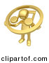 3d Clipart of a Gold Man Carrying Music Note Icon by