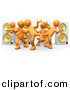 3d Clipart of a Orange People Dancing at a Party in Front of 4 Speakers by