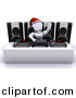 3d Clipart of a White Character Dj Playing Music at a Christmas Party by KJ Pargeter