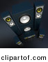 3d Vector Clipart of 7 Black Speakers by