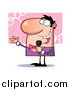 Cartoon Clipart of a Happy White Guy in Pink and Purple Singing into a Microphone While Performing on Stage at a Concert by Hit Toon
