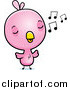 Cartoon Vector Clipart of a Baby Pink Chick Whistling a Tune by Cory Thoman