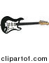 Cartoon Vector Clipart of a Black Electric Fender Stratocaster Guitar by LaffToon