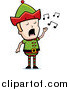 Cartoon Vector Clipart of a Blond Male Christmas Elf Singing by Cory Thoman