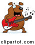 Cartoon Vector Clipart of a Chubby Brown Dog Guitarist by Cory Thoman