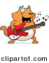 Cartoon Vector Clipart of a Chubby Ginger Cat Guitarist by Cory Thoman