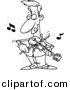 Cartoon Vector Clipart of a Confident Guy Playing Violin - Coloring Page Outline - Black and White by Toonaday