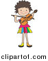 Cartoon Vector Clipart of a Happy White Brunette Girl Playing a Violin by Maria Bell