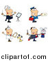 Cartoon Vector Clipart of a Music Conductor Mailman Veterinarian and Magician by Hit Toon