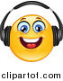 Cartoon Vector Clipart of a Smiley Face Wearing Head Phones and Smiling by Yayayoyo