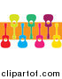 Cartoon Vector Clipart of Colorful Ukuleles and an Orange Stripe by Maria Bell