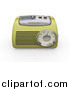 Clipart of a 3d Greenish Yellow Radio with a Station Tuner, on a White Background by KJ Pargeter