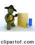 Clipart of a 3d Illegal Download Pirate Tortoise with a Folder by KJ Pargeter