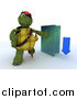 Clipart of a 3d Illegal Download Tortoise Pirate with a Blue Folder by KJ Pargeter