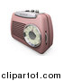 Clipart of a 3d Pink Radio with a Station Dial, on a White Surface by KJ Pargeter