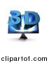 Clipart of a 3d TV Screen with Blue Text Popping out of the Screen by Mopic