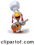 Clipart of a 3d White Chef Chicken Playing a Guitar and Singing by