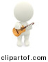 Clipart of a 3d White Man Playing His Acoustic Guitar by