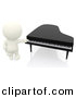 Clipart of a 3d White Person Standing Beside Piano by