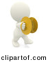 Clipart of a 3d White Person with Marching Cymbals by