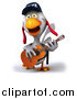 Clipart of a 3d White Police Chicken Playing a Guitar by